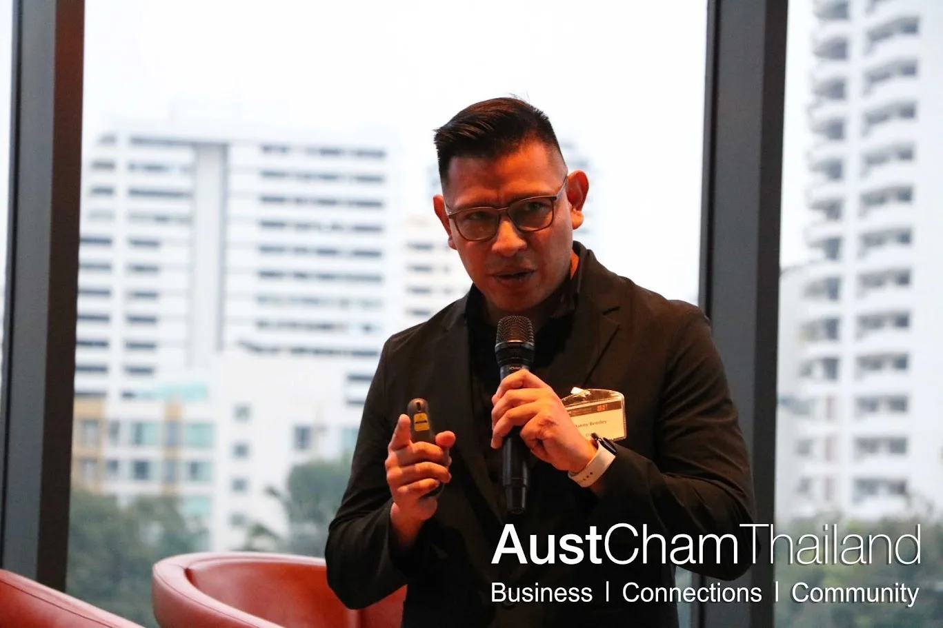 Danny Bentley speaking at AustCham Thailand NextGen’s Sustainability Reimagined event.