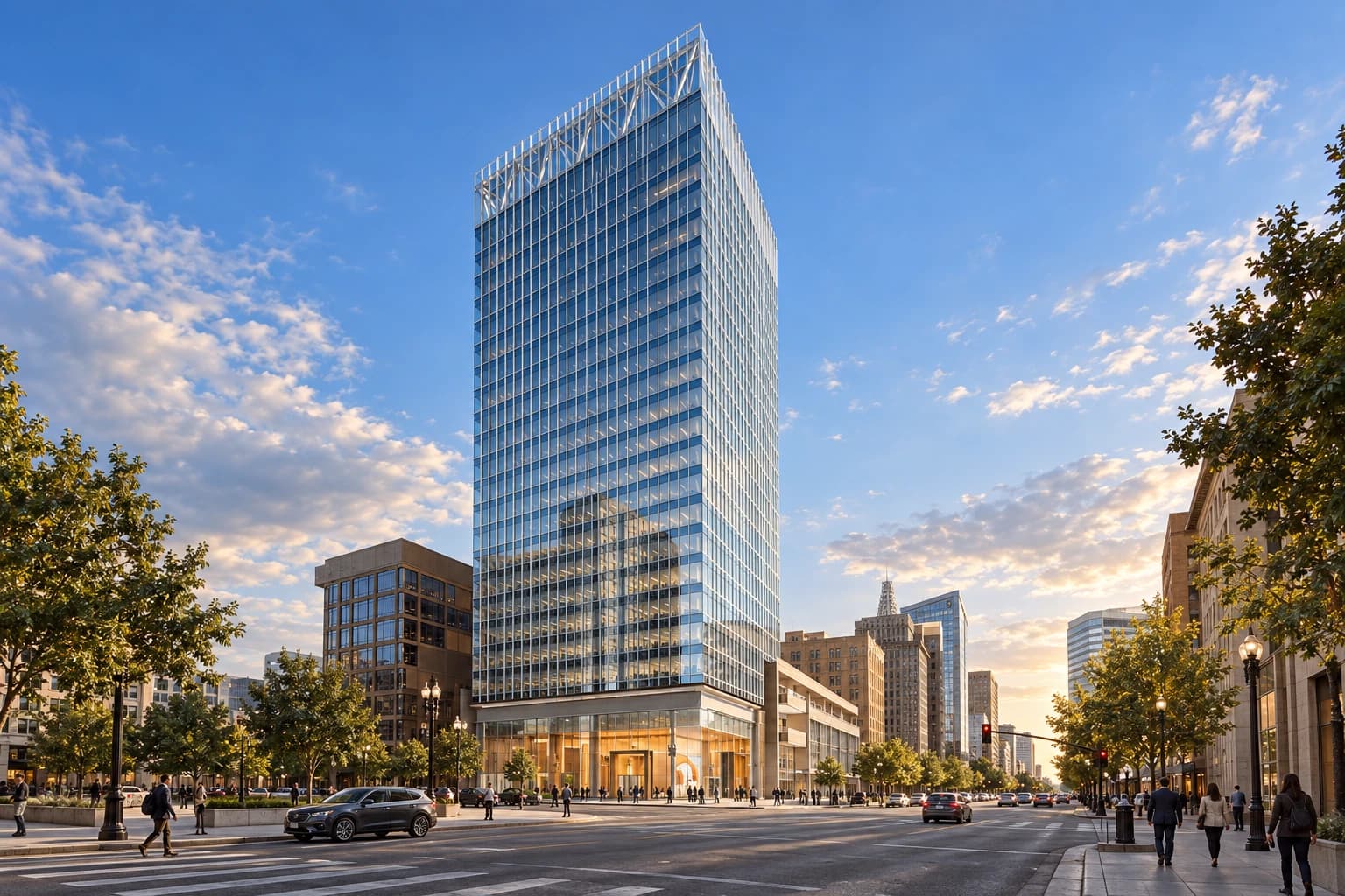 Portfolio visualization of the 111 Main office tower in downtown Salt Lake City.